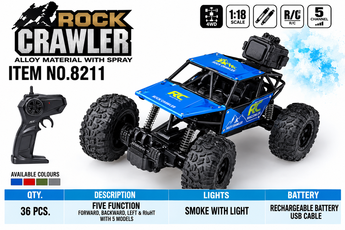 Wonder Rock Master Remote Control Car for Kids | RC Monster Truck with Real Smoke Effect | Android & iOS App Control | 2.4GHz Remote | 150+ Ft Range | USB Type-C Charging | Black