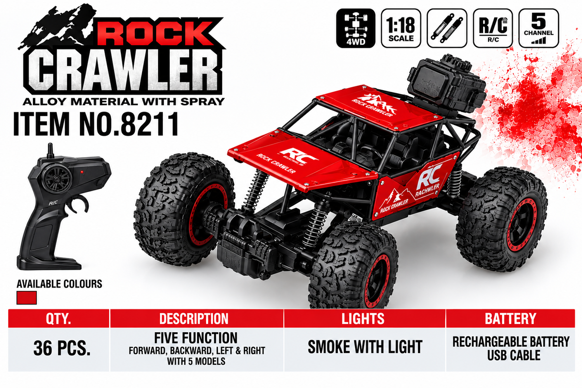 Wonder Rock Master Remote Control Car for Kids | RC Monster Truck with Real Smoke Effect | Android & iOS App Control | 2.4GHz Remote | 150+ Ft Range | USB Type-C Charging | Black